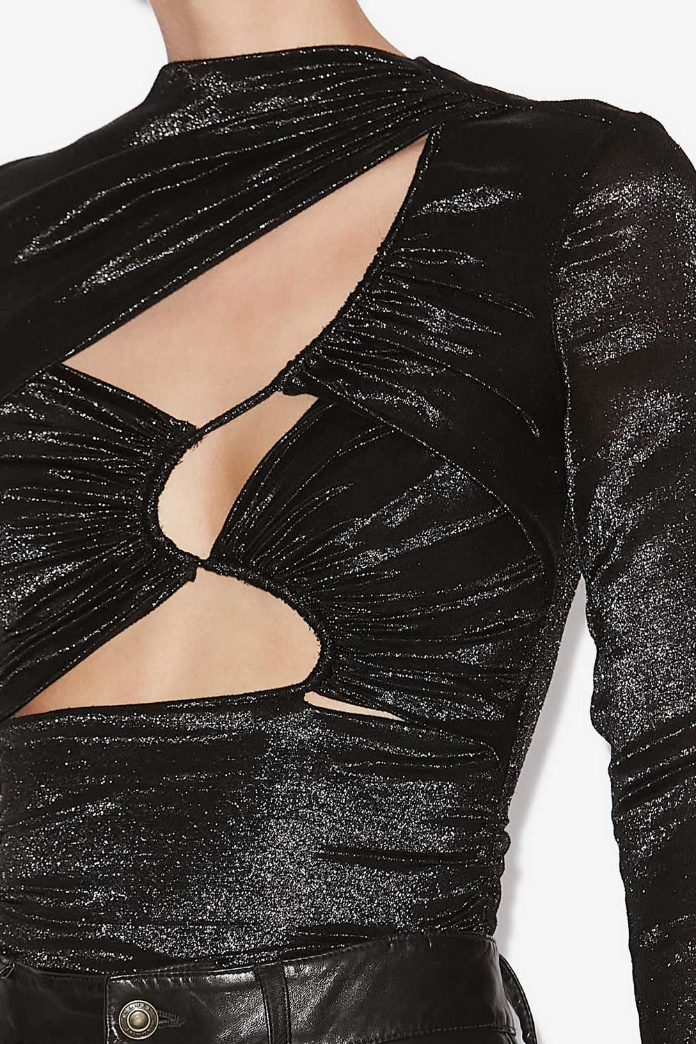 Top drapé rose en soie et lurex - Noir - Woman - 3