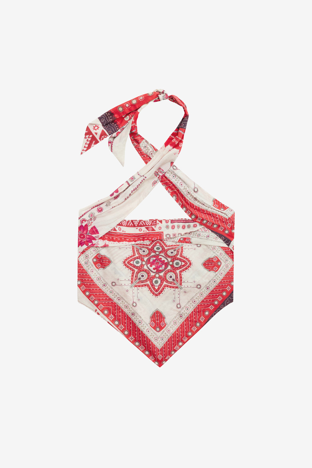 Feyza printed cotton voile top - Red and ecru - Woman - 1