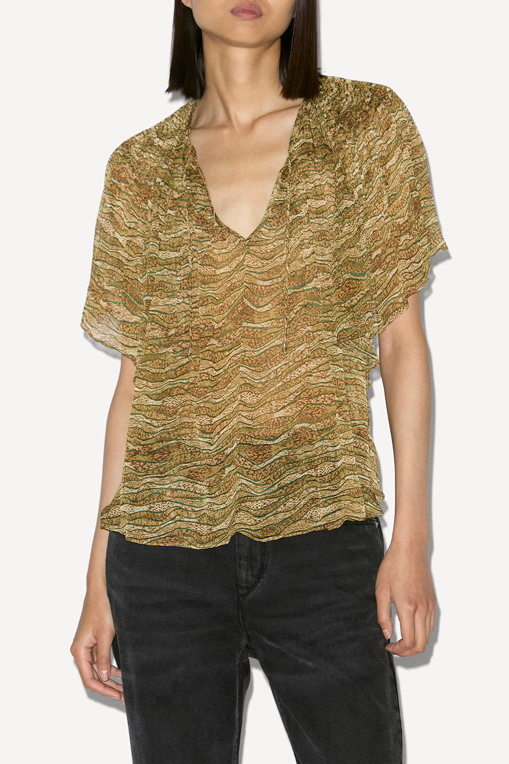 Top neslya in mussola con stampa - Cachi - Woman - 4