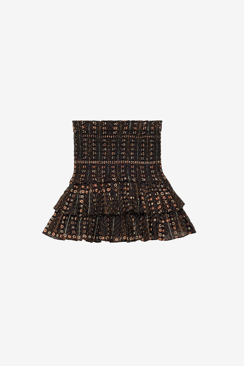 Jupe naomi en voile de coton smocké imprimé  - Noir délavé - Woman - 1