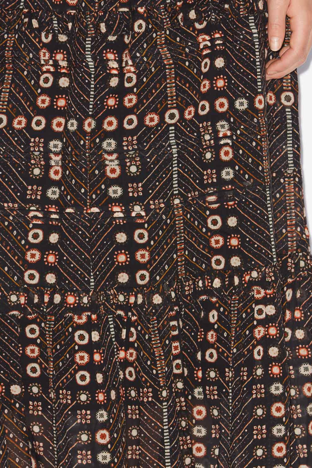 Gonna lunga diya in voile di cotone con stampa - Nero lavato - Woman - 3