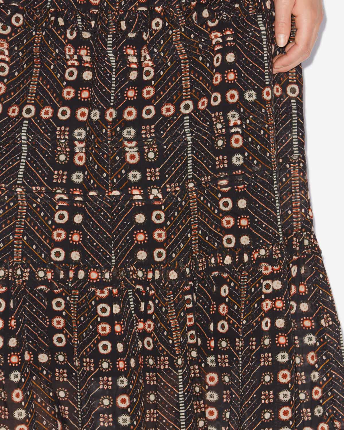 Gonna lunga diya in voile di cotone con stampa - Nero lavato - Woman - 2