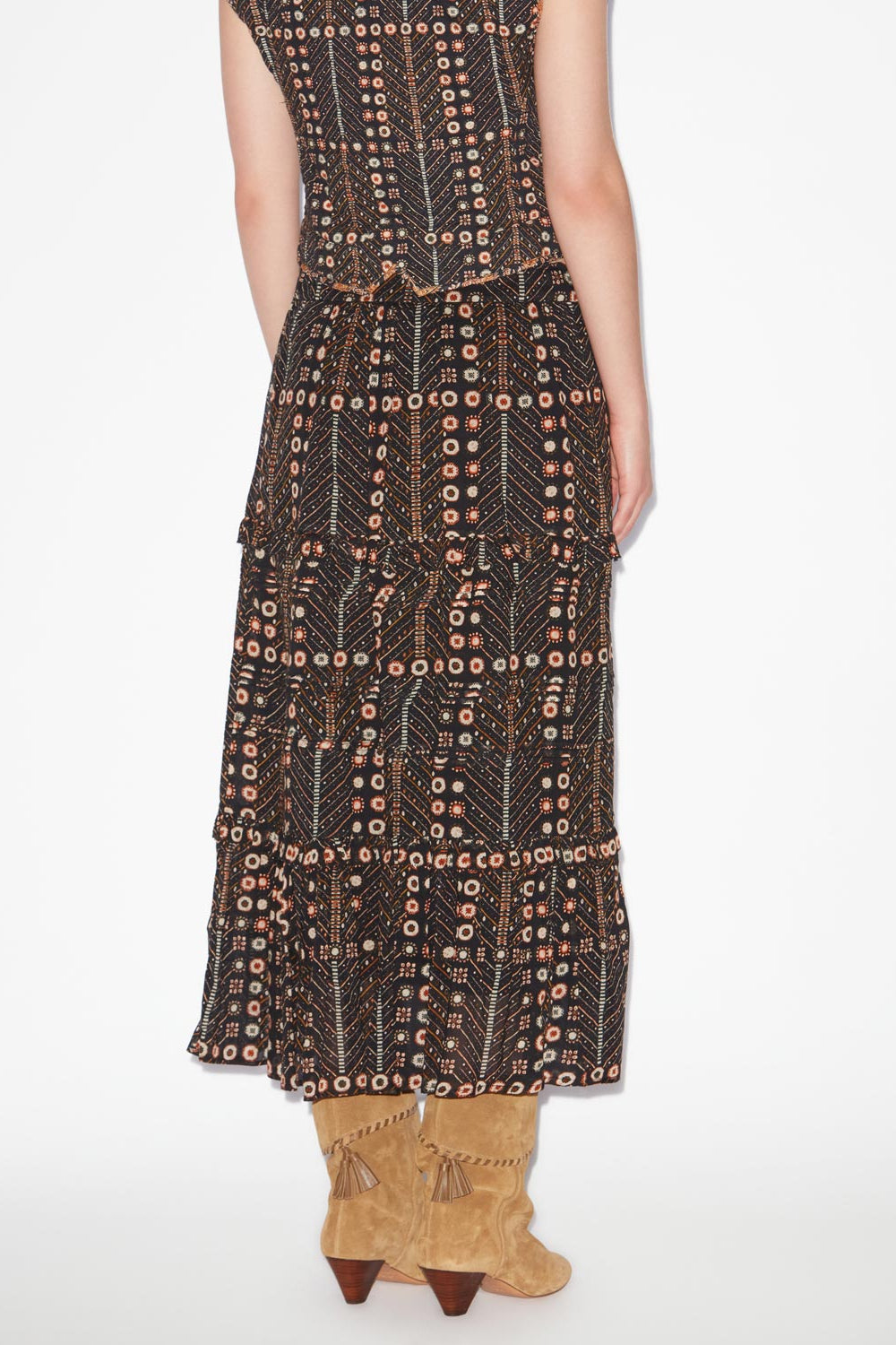 Gonna lunga diya in voile di cotone con stampa - Nero lavato - Woman - 5