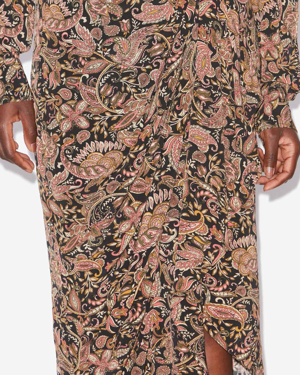 Gonna drappeggiata zaine con stampa - Black-ochre - Woman - 2