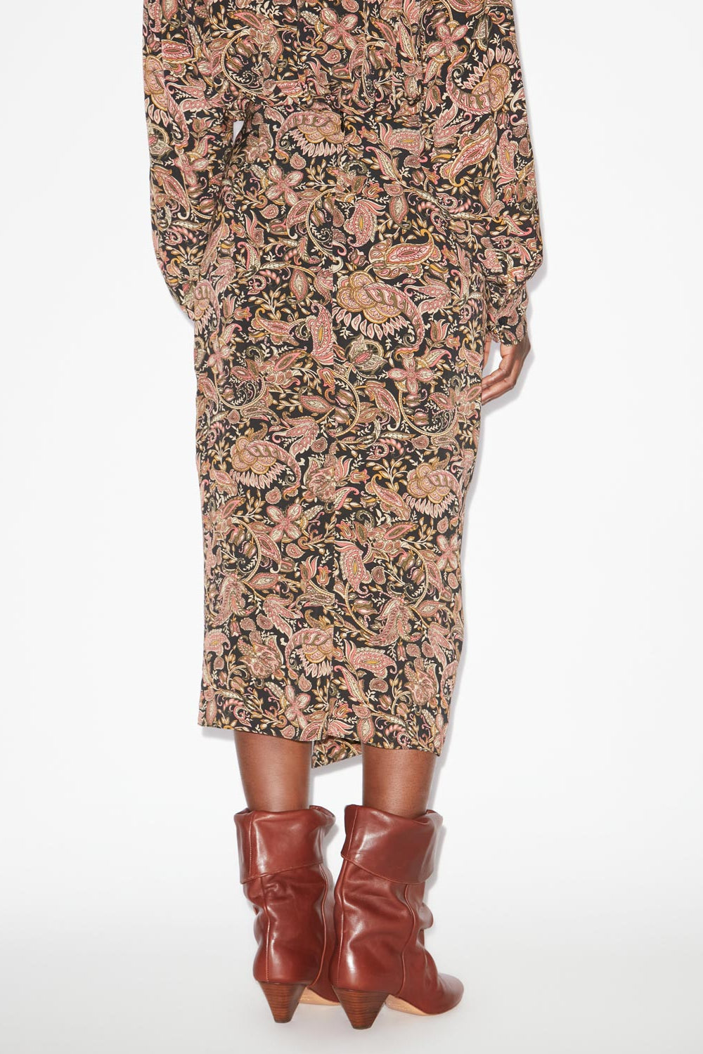 Gonna drappeggiata zaine con stampa - Black-ochre - Woman - 5