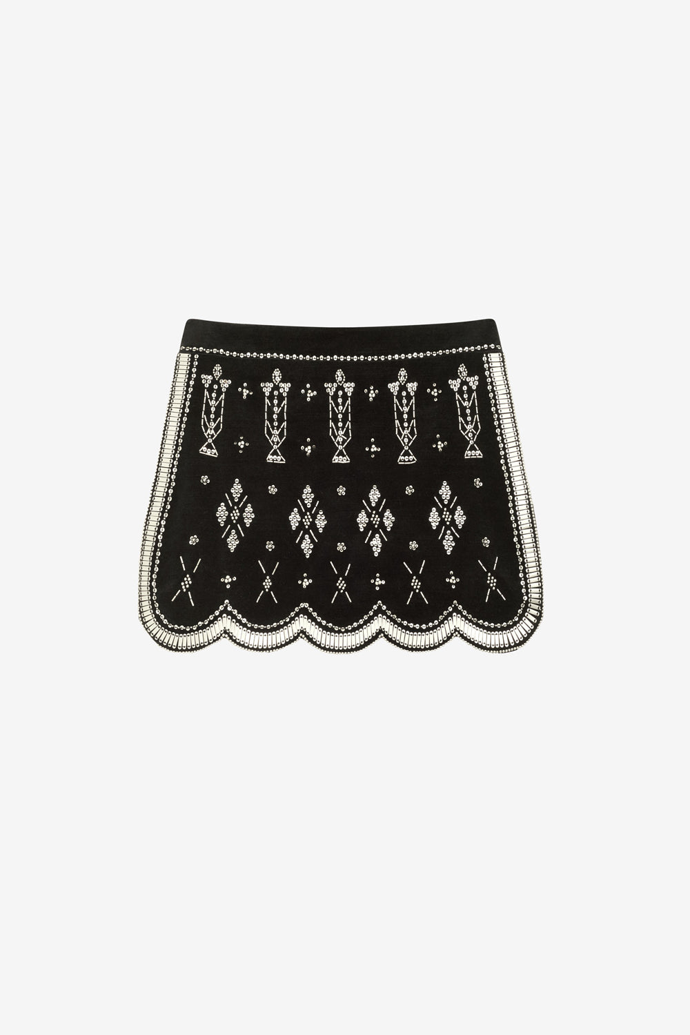 Minirock handore aus besticktem samt - Black and silver - Woman - 1