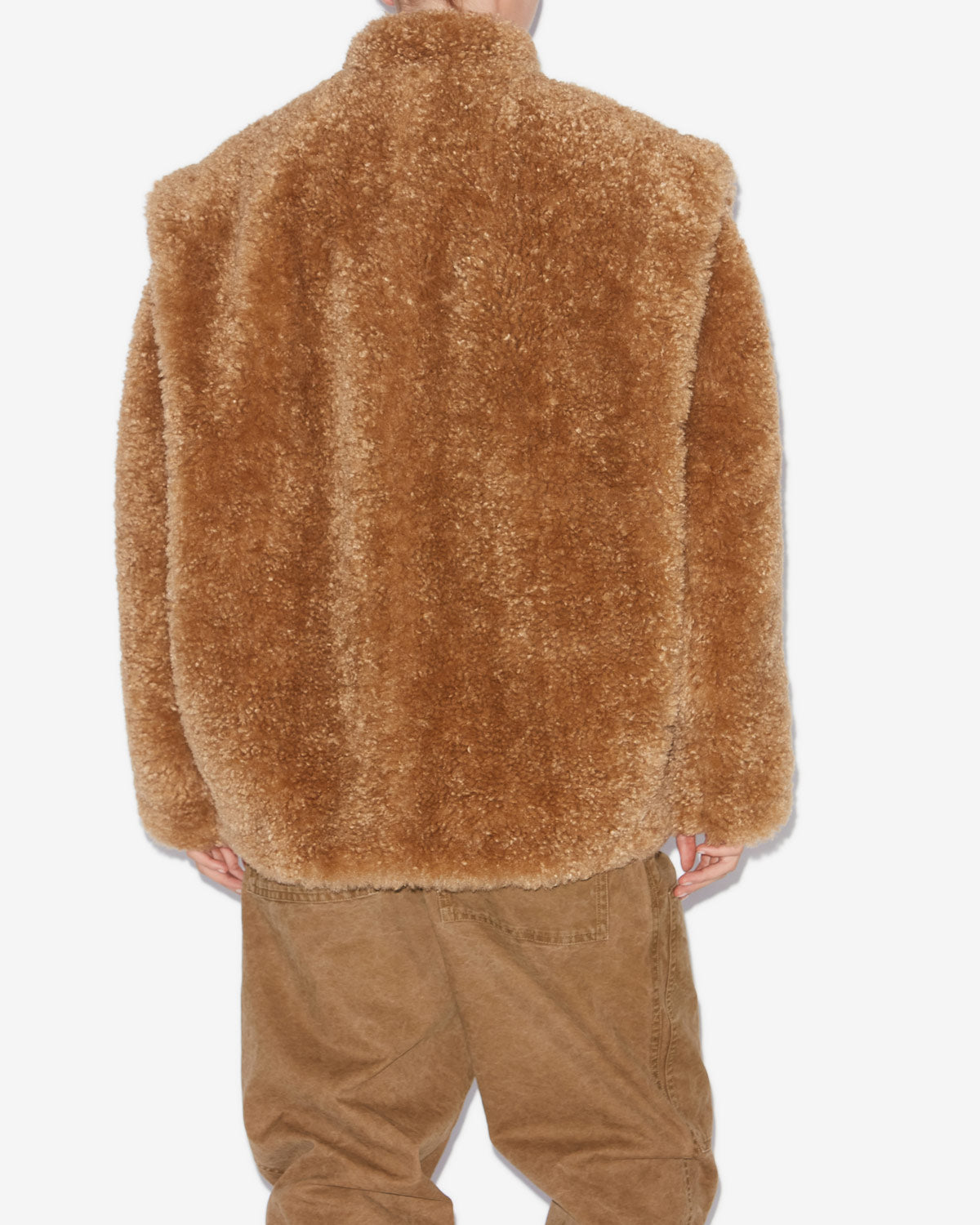 Manteau avalia effet fourrure bouclée - Camel - Woman - 4