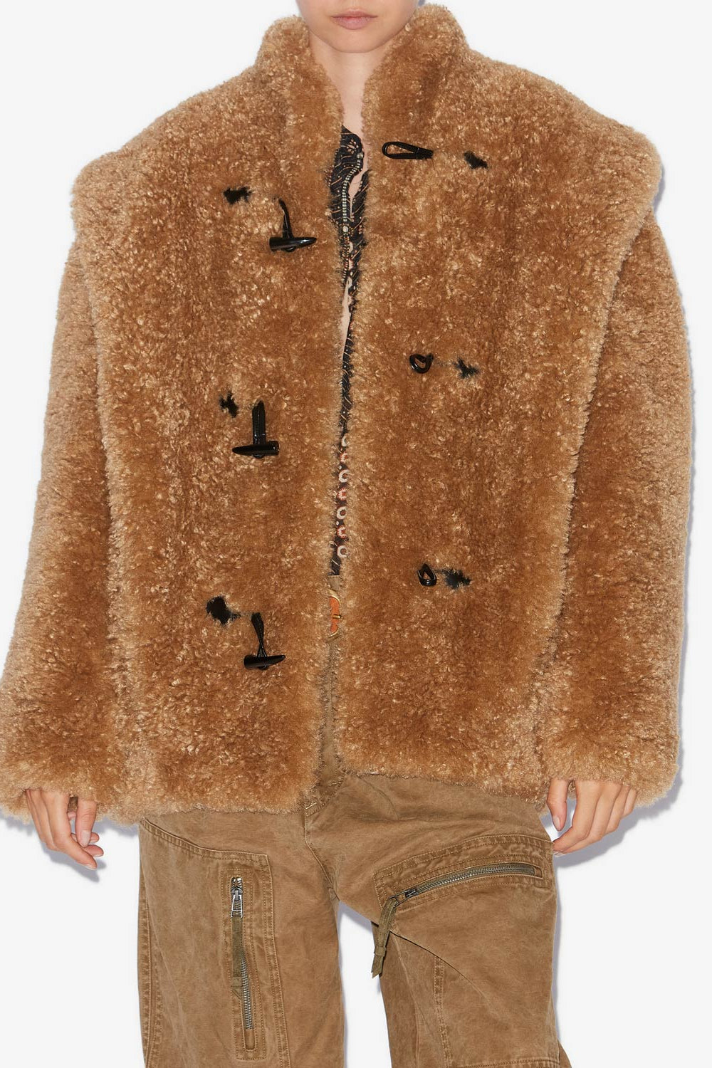 Cappotto avalia in ecopelliccia bouclé - Camel - Woman - 4