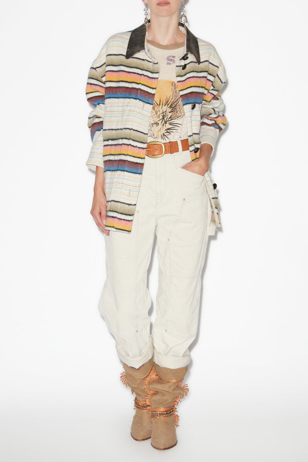 Cappotto overshirt dayvi in lana a righe - Multicolore - Woman - 2