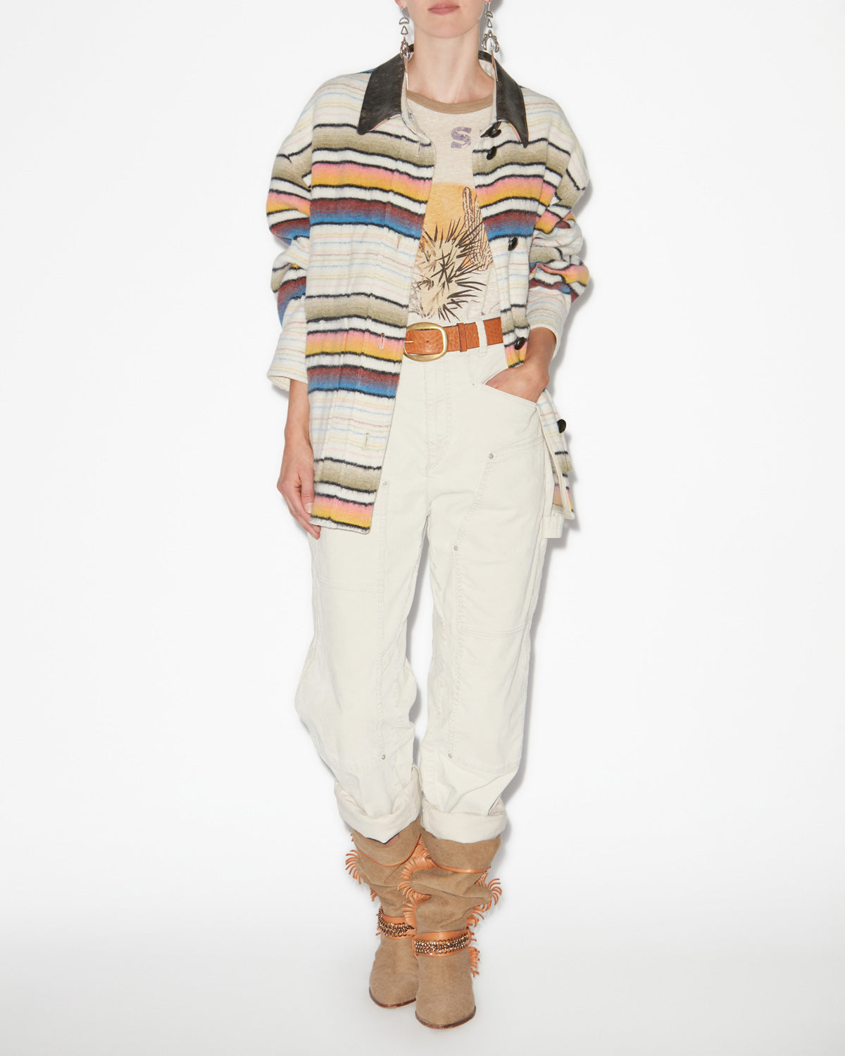 Manteau surchemise dayvi en laine rayée - Multicolor - Woman - 1