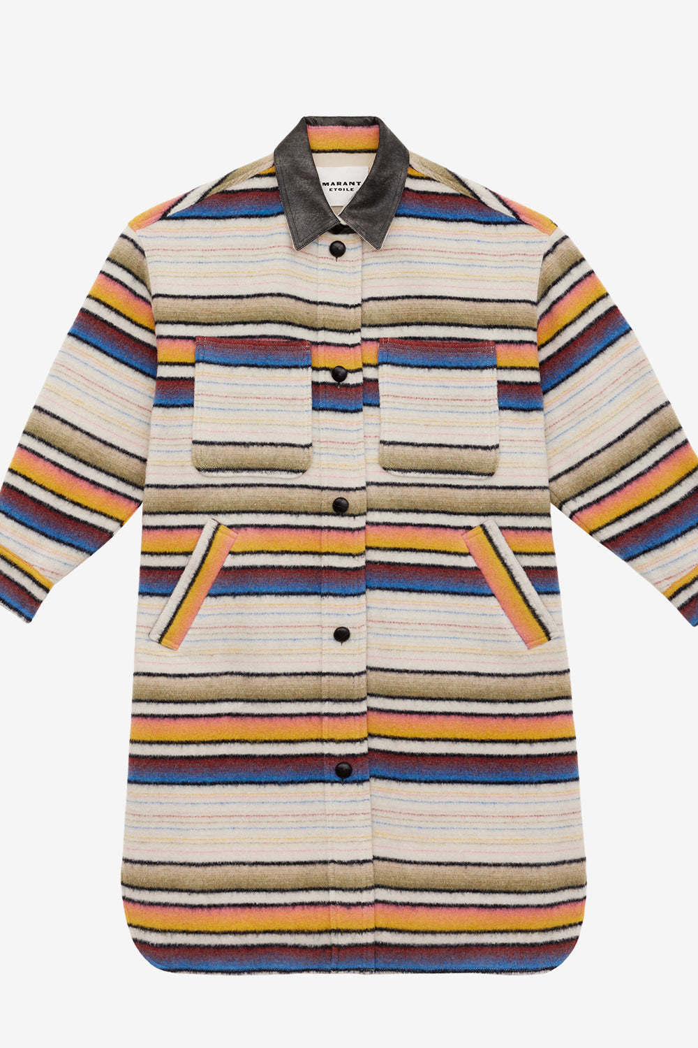 Manteau surchemise long djila en laine rayée - Multicolor - Woman - 1