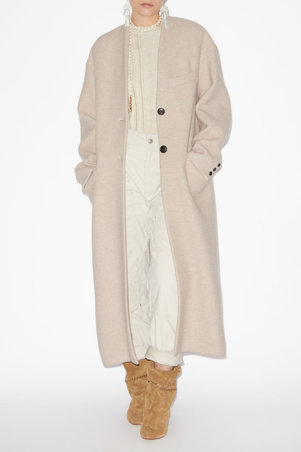 Cappotto lungo eris in lana vergine - Beige - Woman - 2