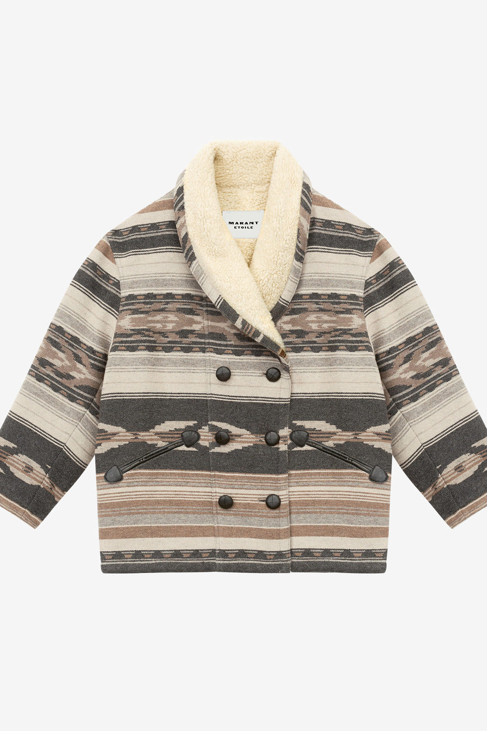 Cappotto dorcas in lana con motivi grafici - Nero lavato - Woman - 1