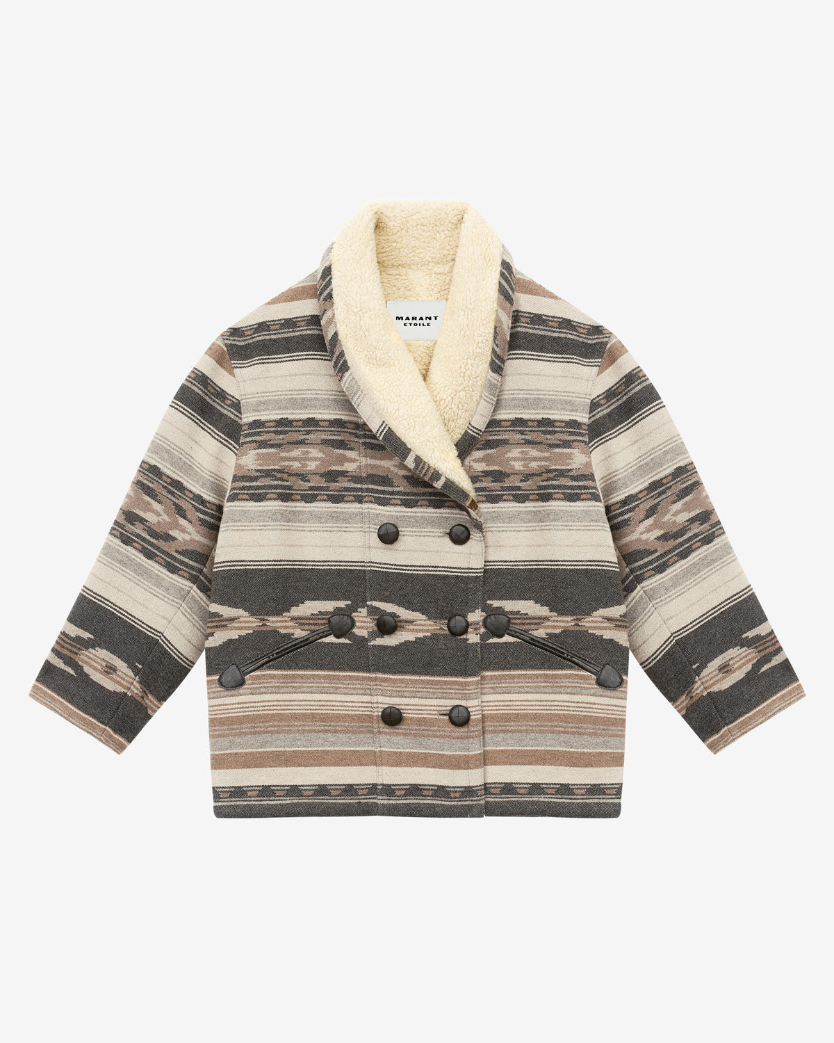 Cappotto dorcas in lana con motivi grafici - Nero lavato - Woman - 5