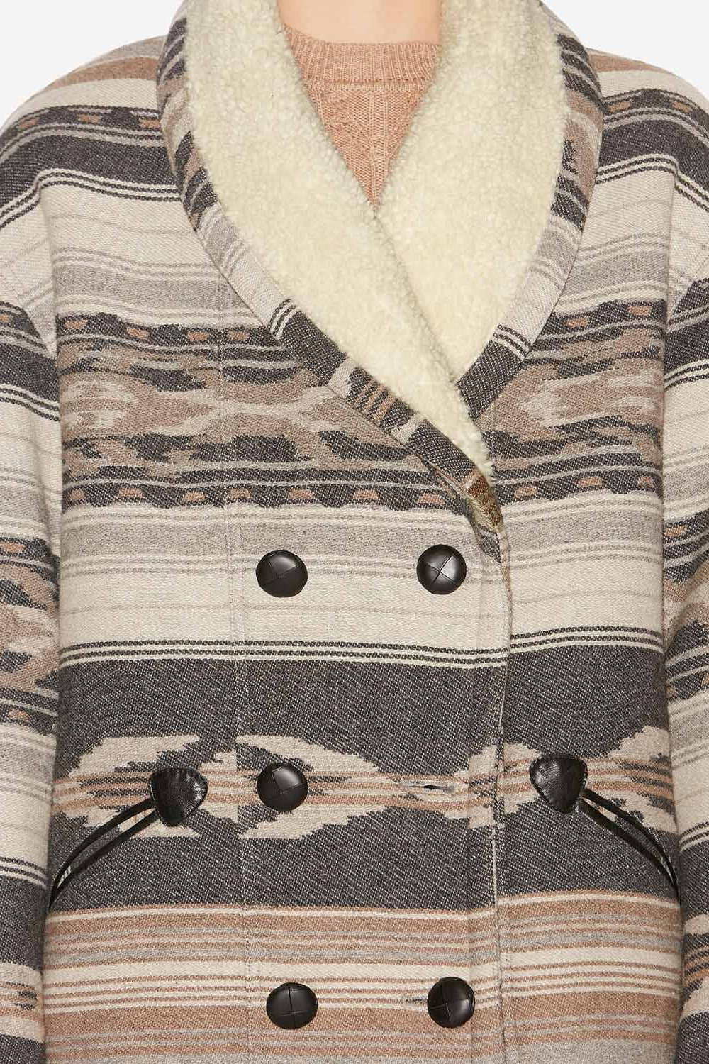 Cappotto dorcas in lana con motivi grafici - Nero lavato - Woman - 3