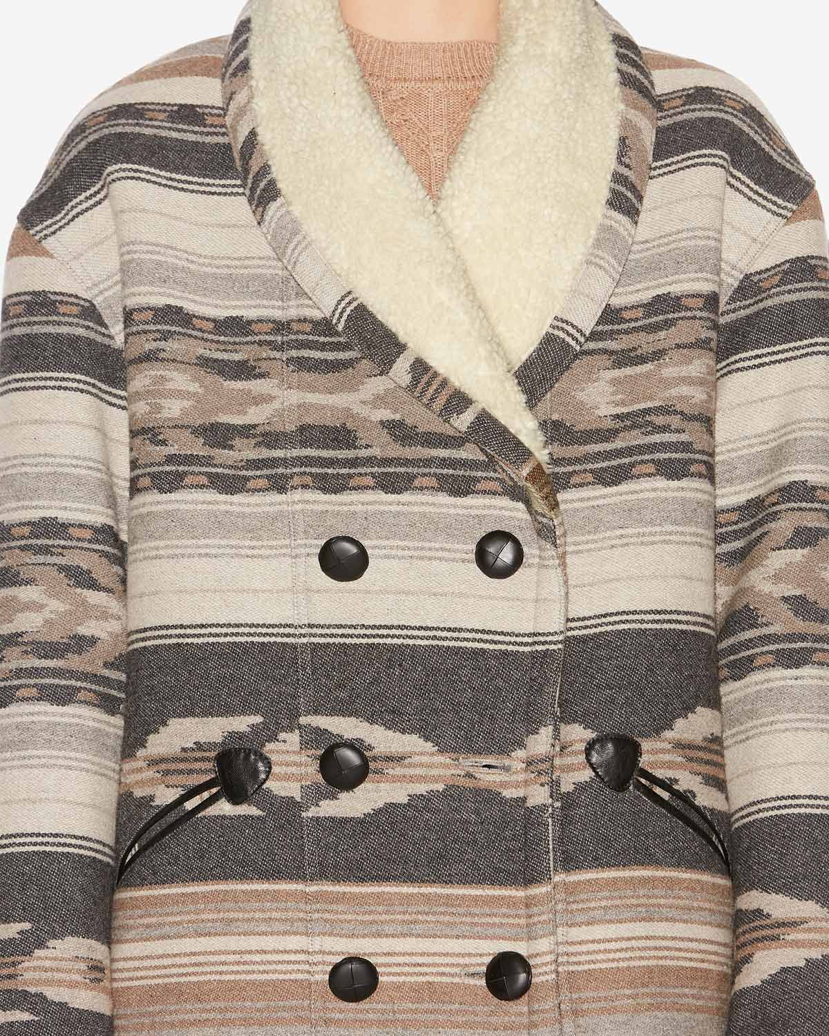 Cappotto dorcas in lana con motivi grafici - Nero lavato - Woman - 2