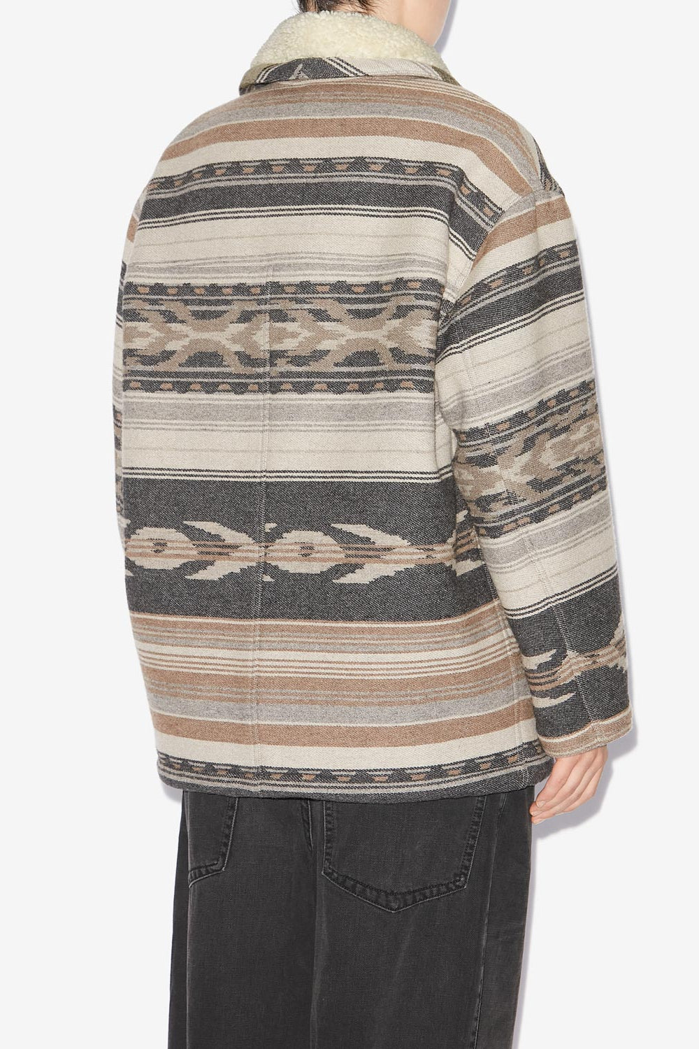 Cappotto dorcas in lana con motivi grafici - Nero lavato - Woman - 5