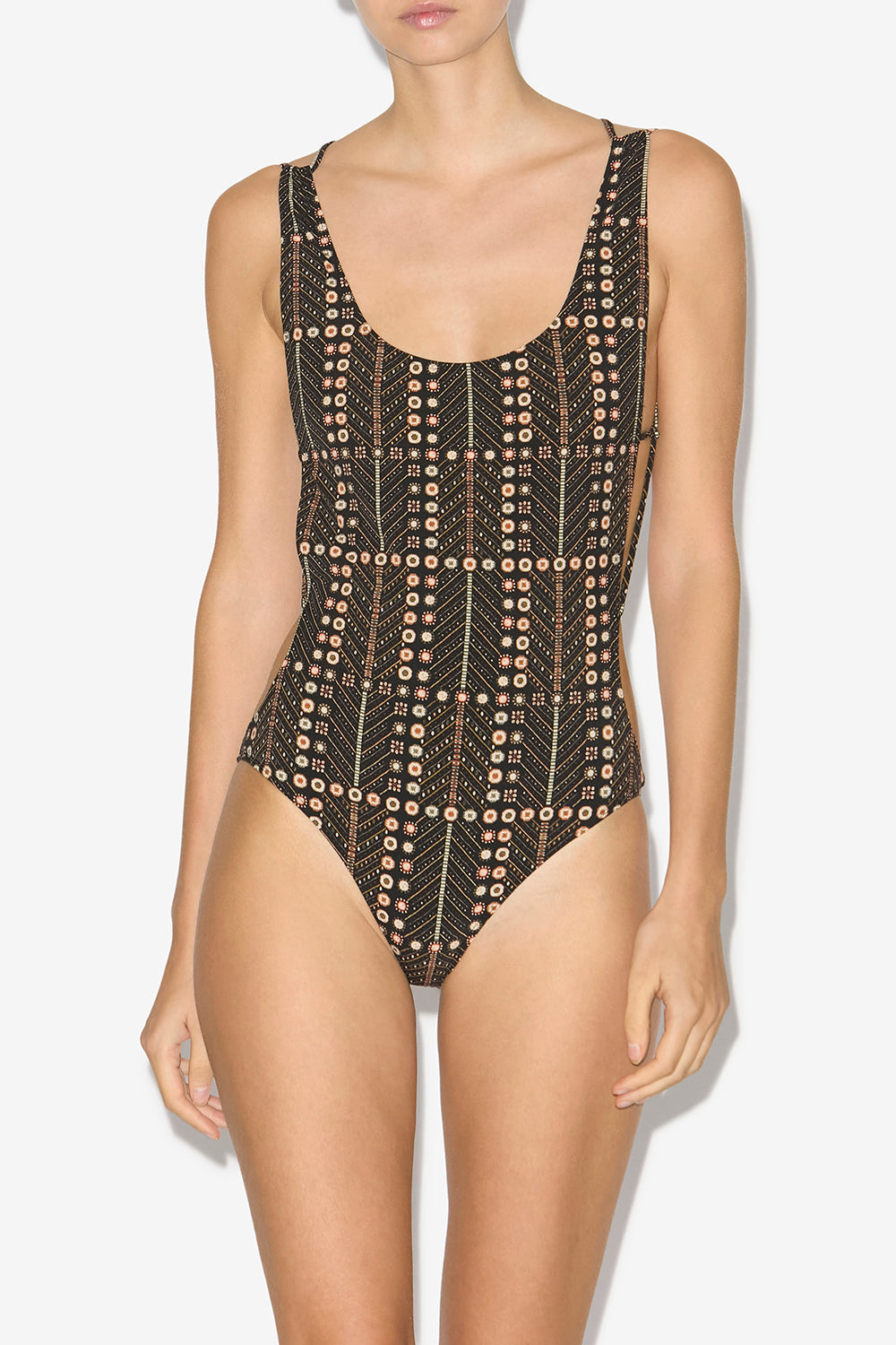 Maillot de bain une pièce tenisia imprimé - Noir délavé - Woman - 4