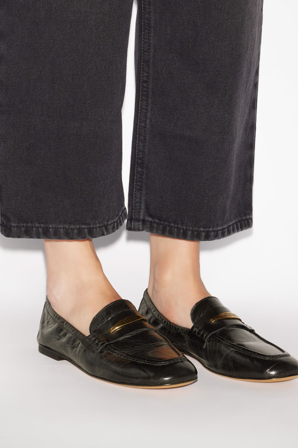Mocassins iseri en cuir de vachette - Noir - Woman - 5