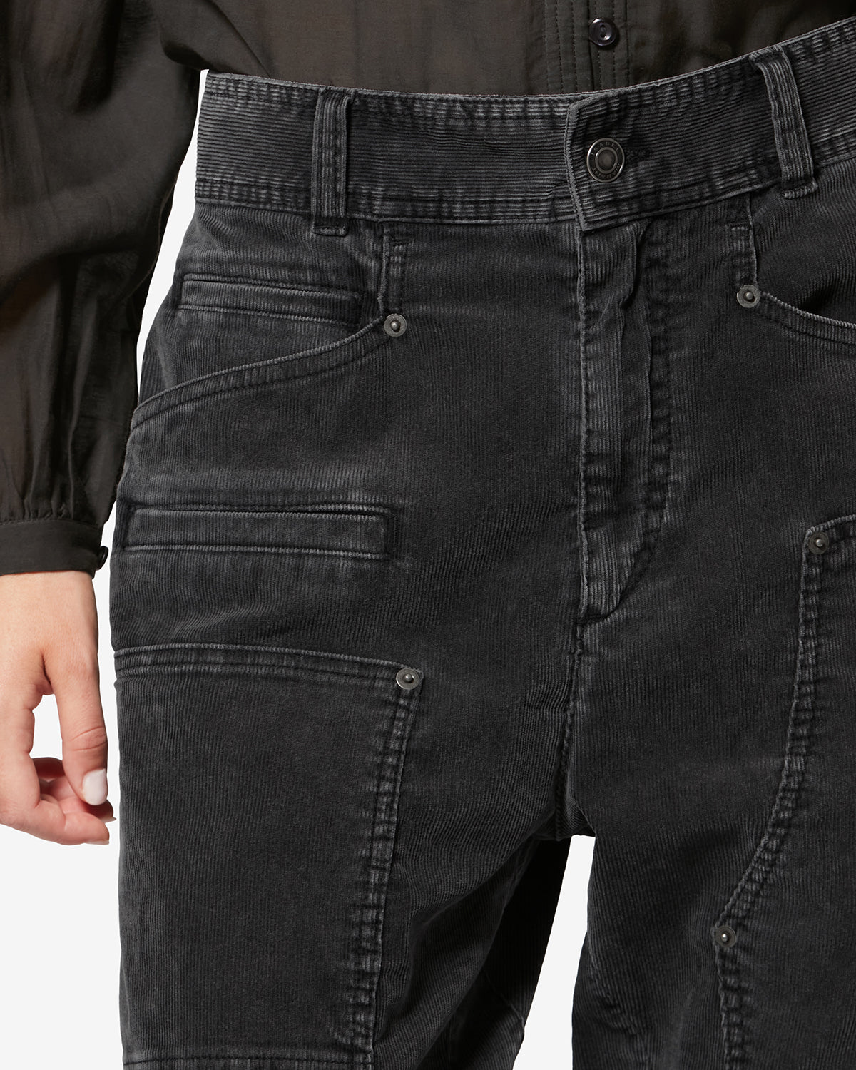 Hose aus cordsamt lois - Schwarz gewaschen - Woman - 2