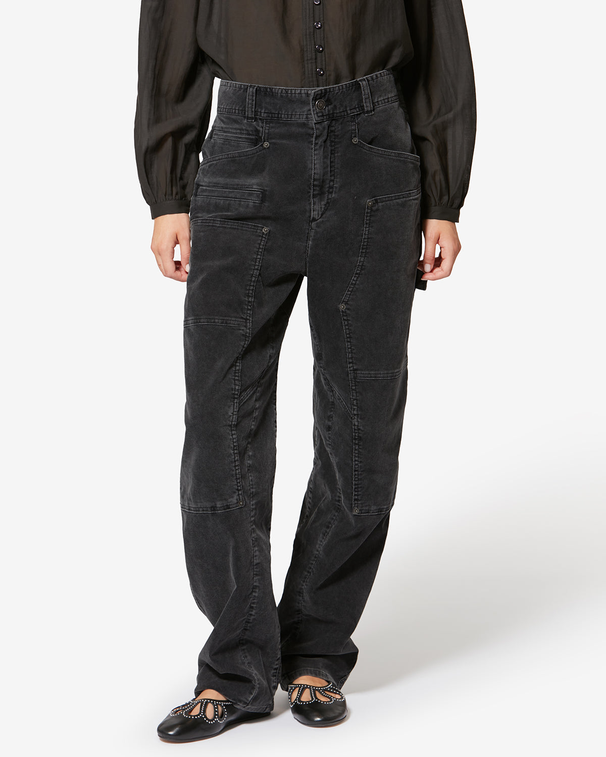 Hose aus cordsamt lois - Schwarz gewaschen - Woman - 3