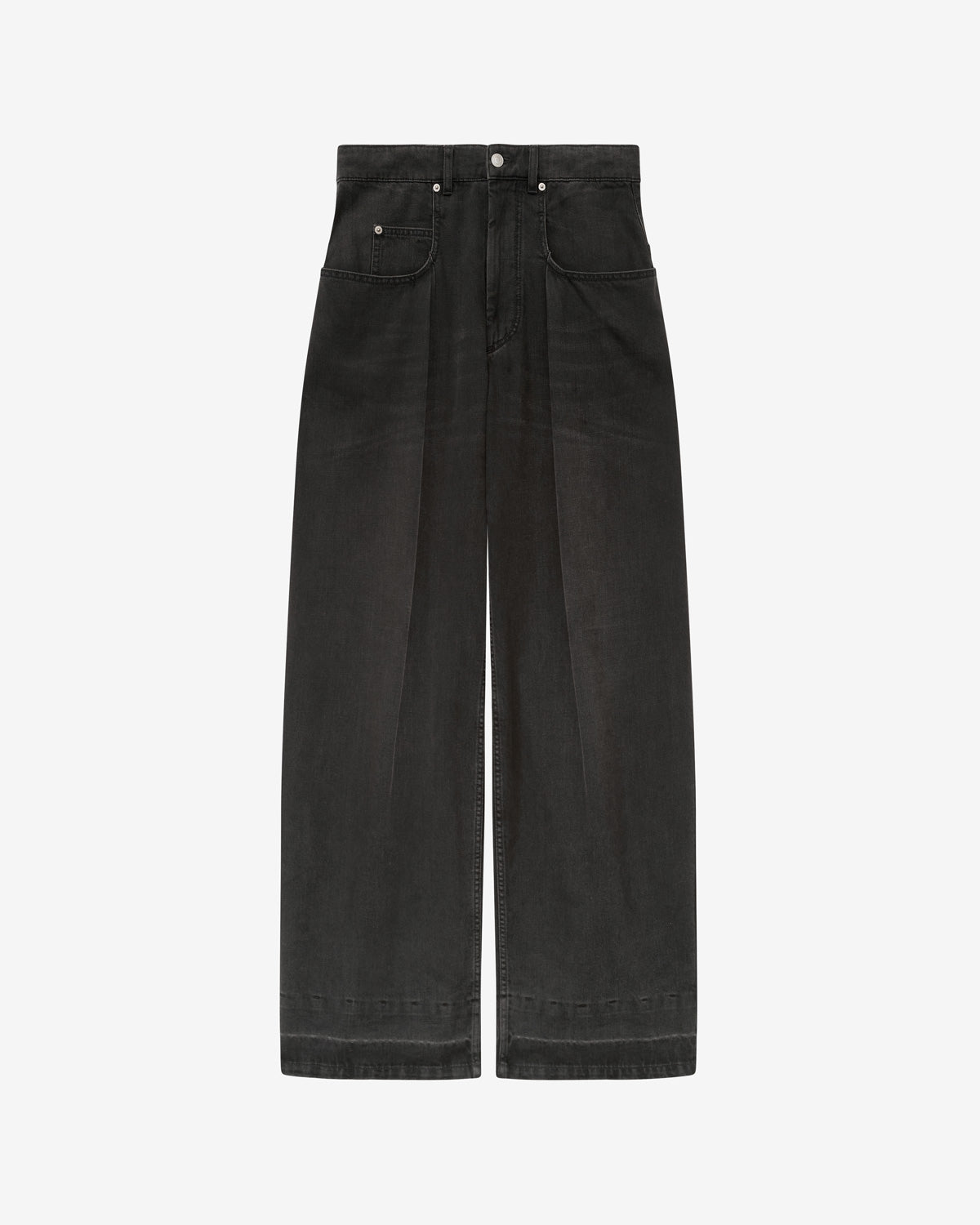 Jeans a gamba larga con plissettatura rachelle in denim - Nero lavato - Woman - 5