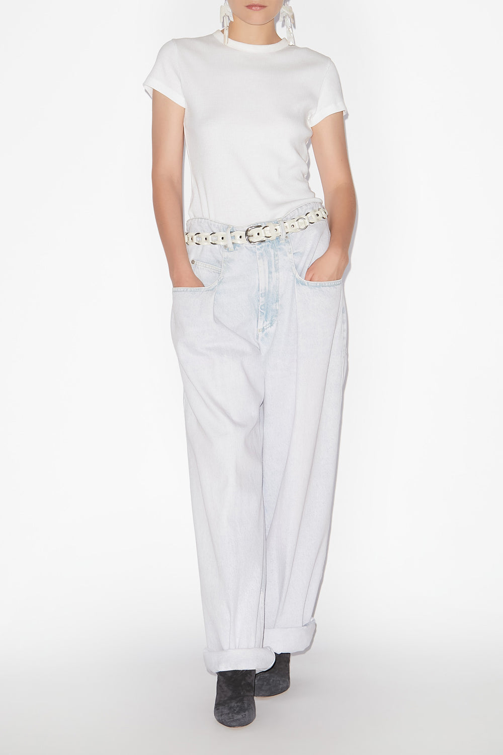 Jean ample à plis rachelle en denim - Bleu clair - Woman - 2