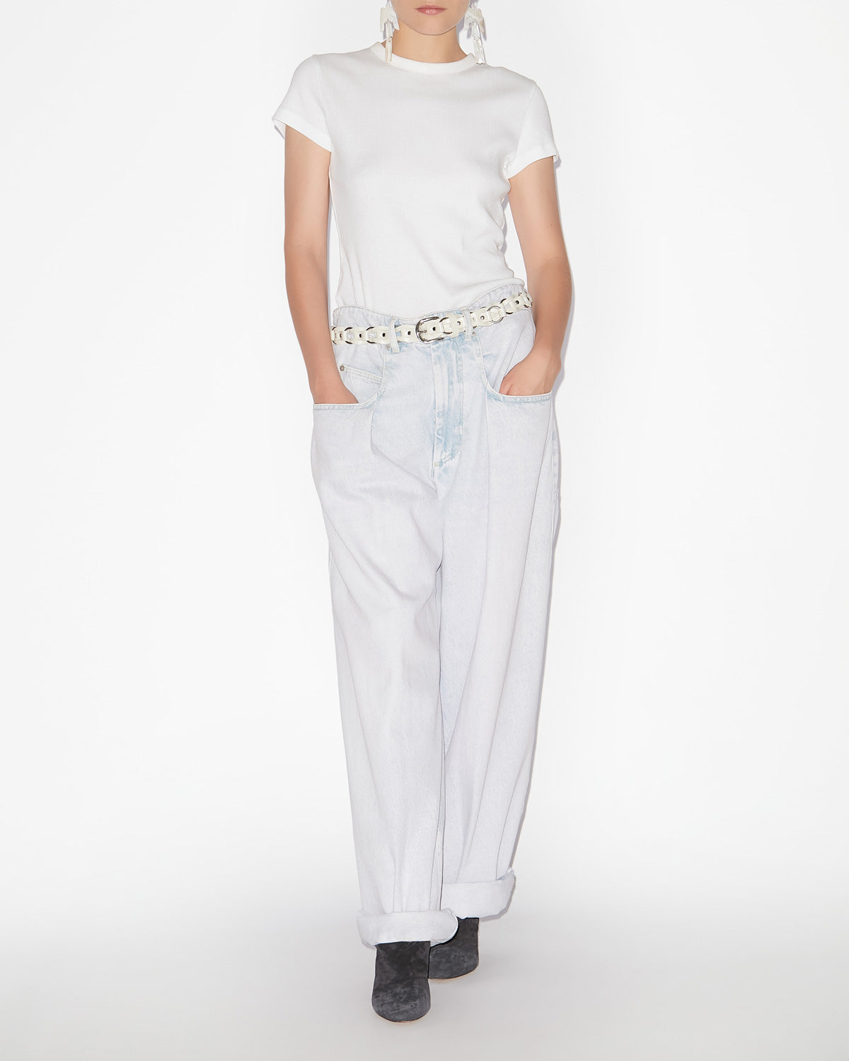 Rachelle pleated loose fit denim jeans - Light blue - Woman - 1