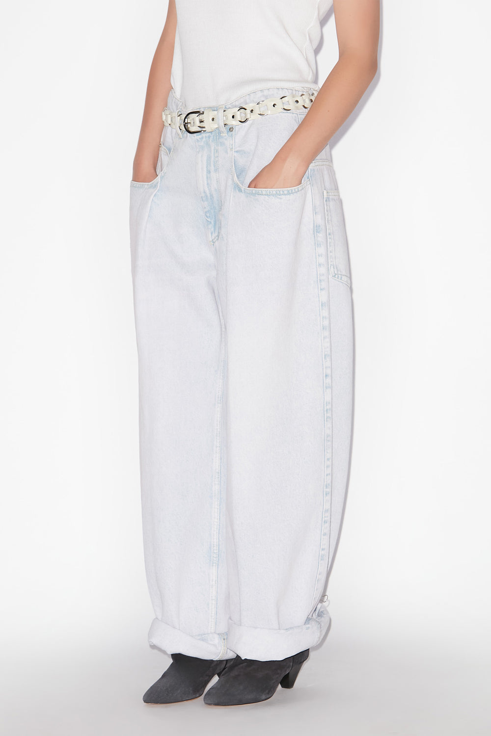 Jean ample à plis rachelle en denim - Bleu clair - Woman - 4