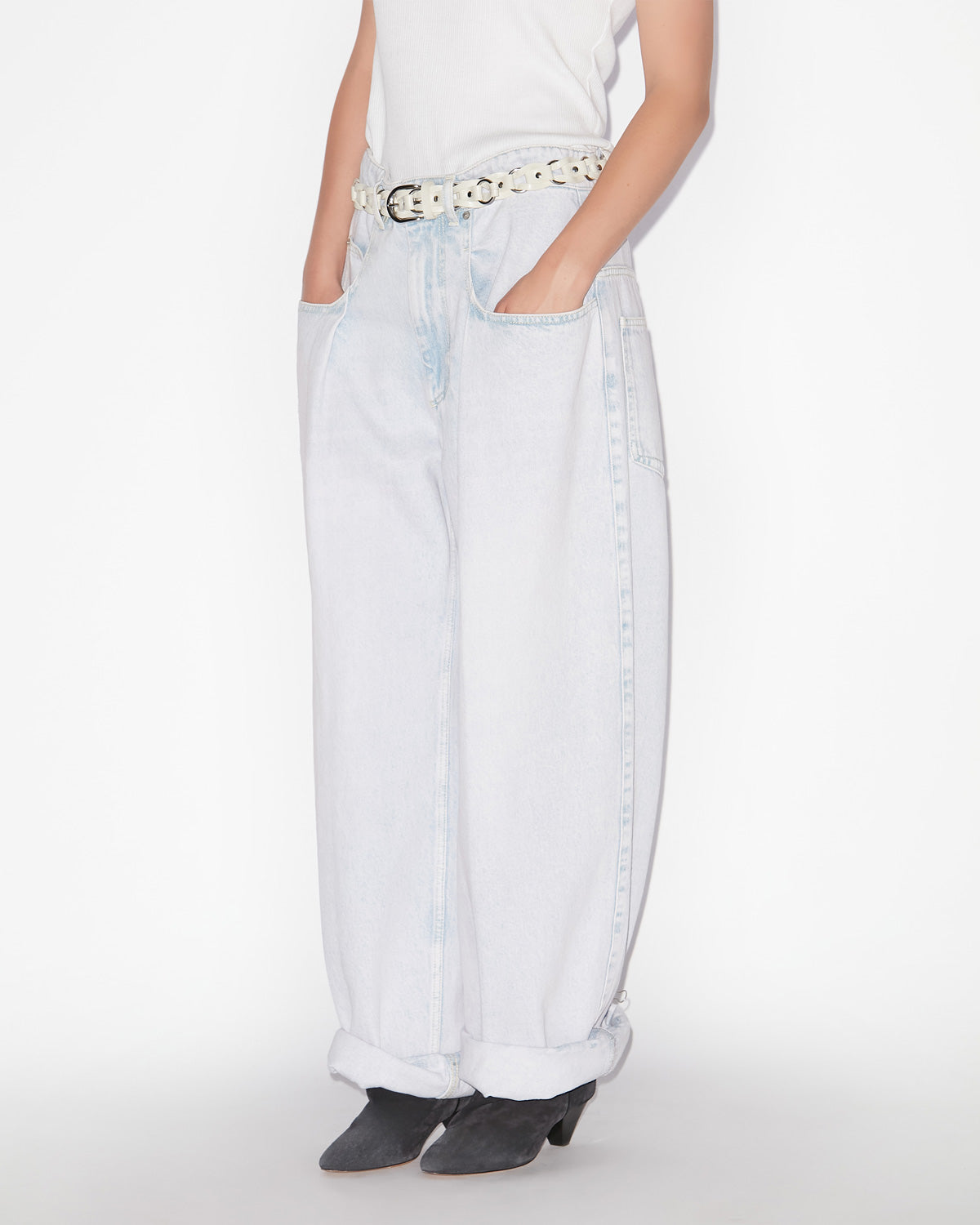 Rachelle pleated loose fit denim jeans - Light blue - Woman - 3