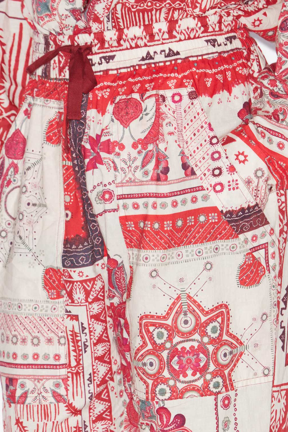 Fedora cotton voile bandana print pants - Red and ecru - Woman - 3