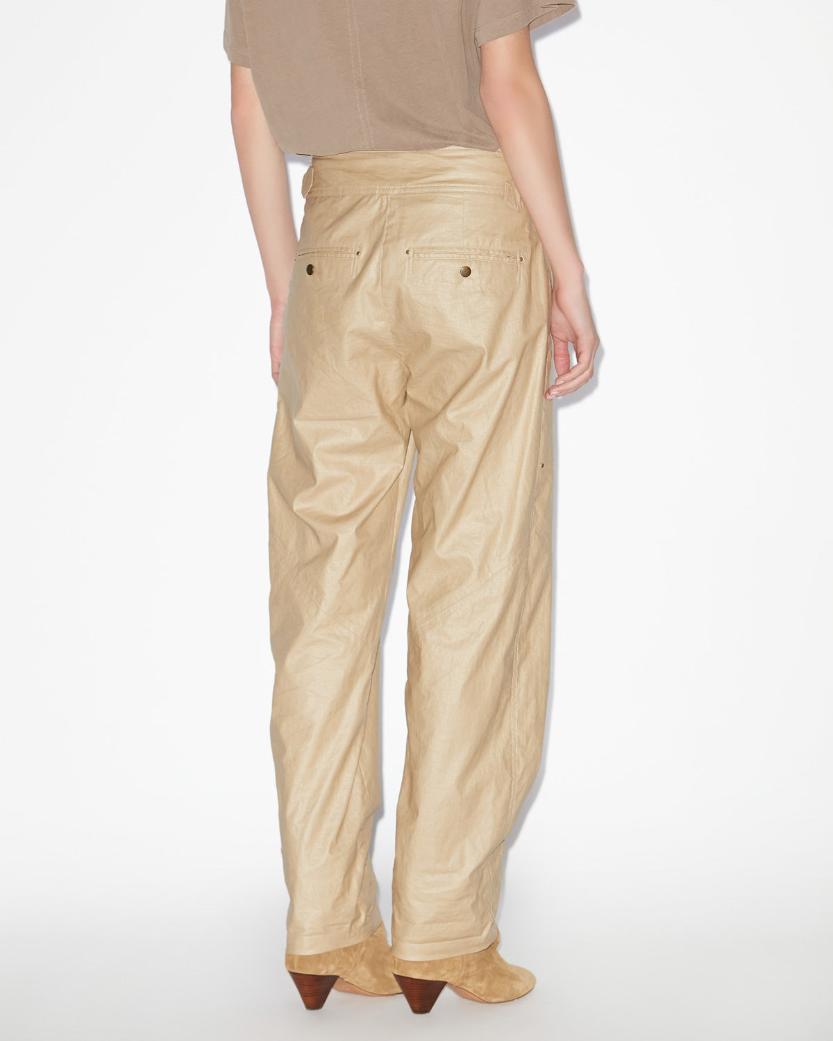 Pantalon droit fidji en lin enduit - Beige - Woman - 4
