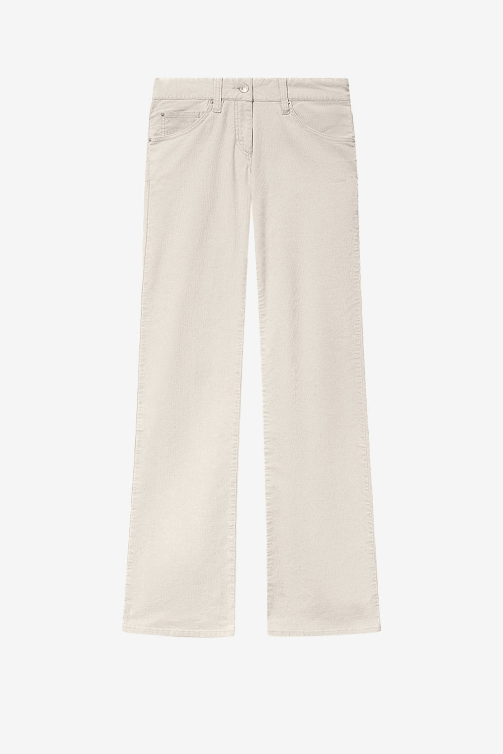 Pantaloni bootcut kelly in velluto a coste washed - Ecru - Woman - 1