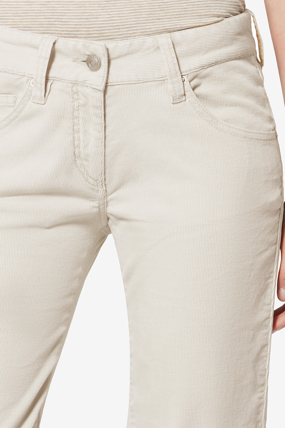 Pantaloni bootcut kelly in velluto a coste washed - Ecru - Woman - 3