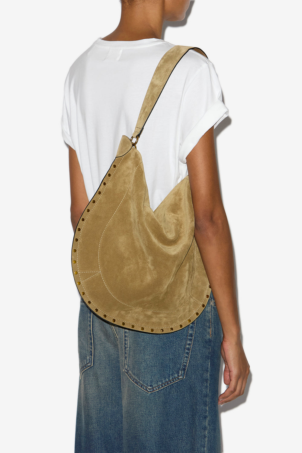 Tasche oskan hobo soft aus kalbs-veloursleder - Taupe - Woman - 2