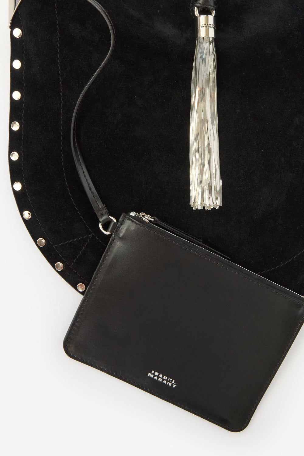 Schultertasche oskan tassel aus kalbs-veloursleder - Black and silver - Woman - 2