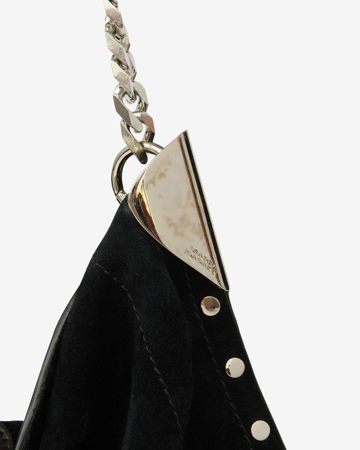 Oskan tassel suede calfskin leather shoulder bag - Black and silver - Woman - 4