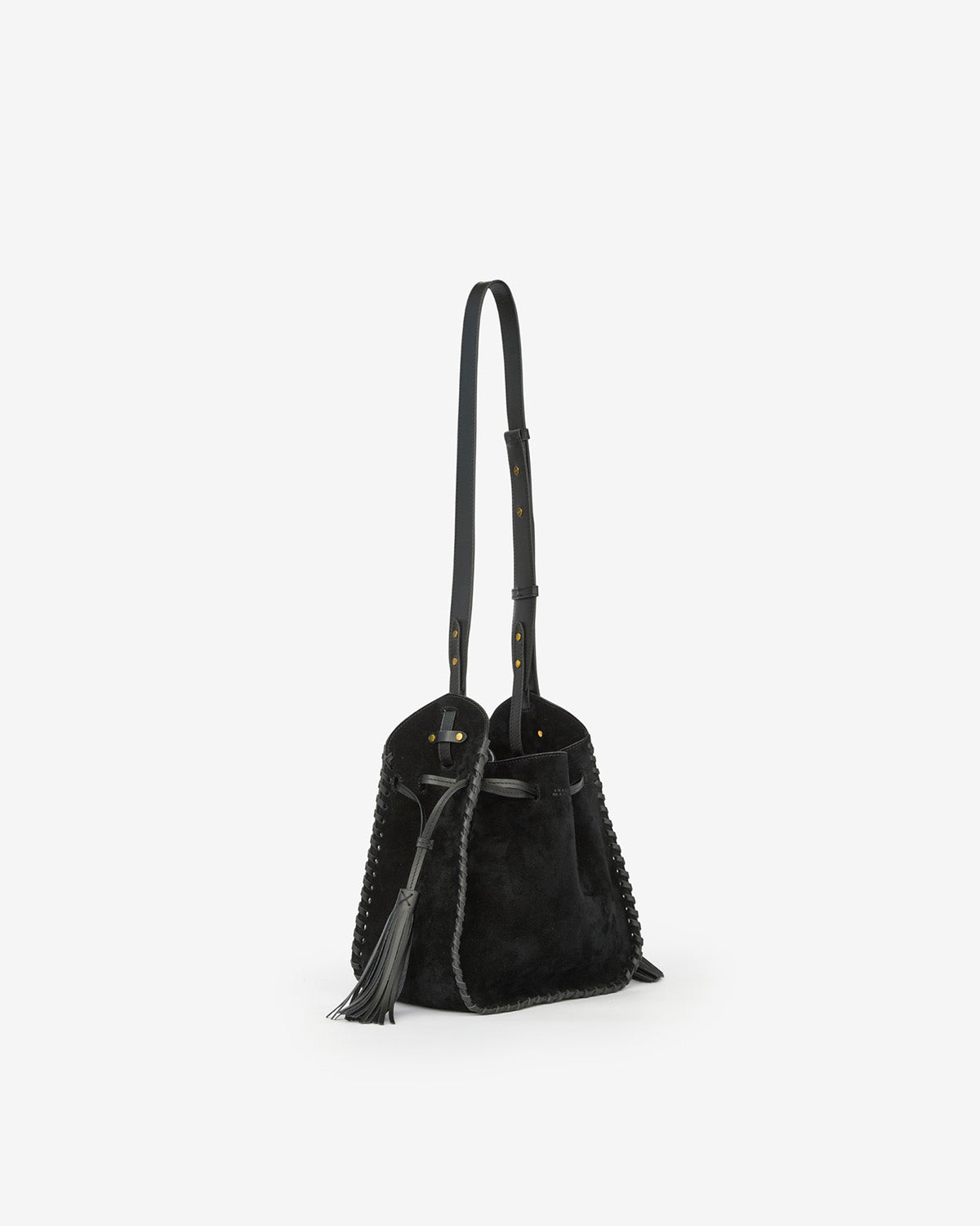 Silao braided suede calfskin leather bucket bag - Black - Woman - 1