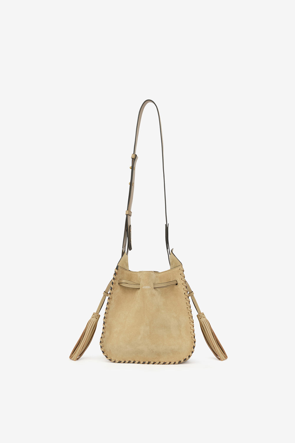 Borsa a secchiello silao in pelle di vitello scamosciata intrecciata - Light beige - Woman - 5