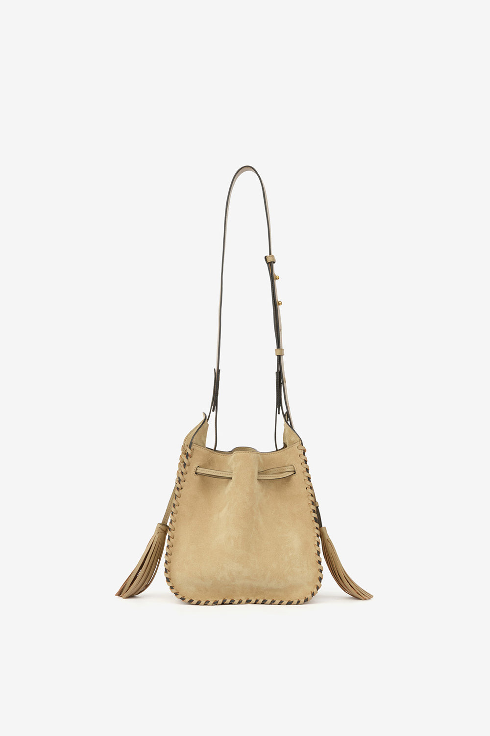 Borsa a secchiello silao in pelle di vitello scamosciata intrecciata - Light beige - Woman - 3