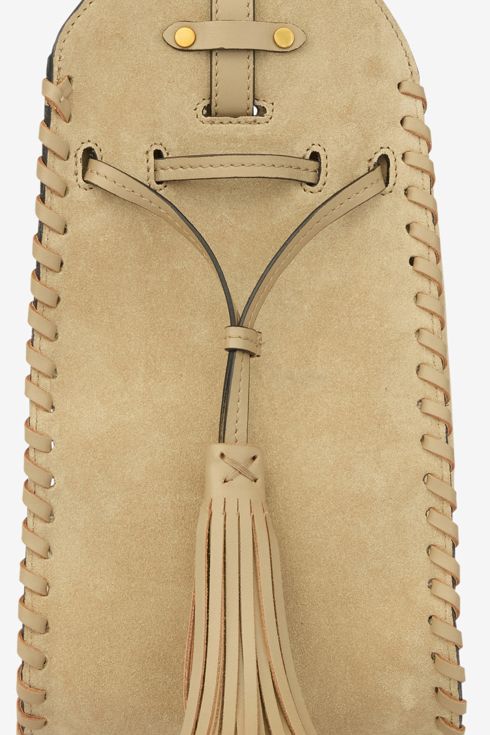 Borsa a secchiello silao in pelle di vitello scamosciata intrecciata - Light beige - Woman - 4