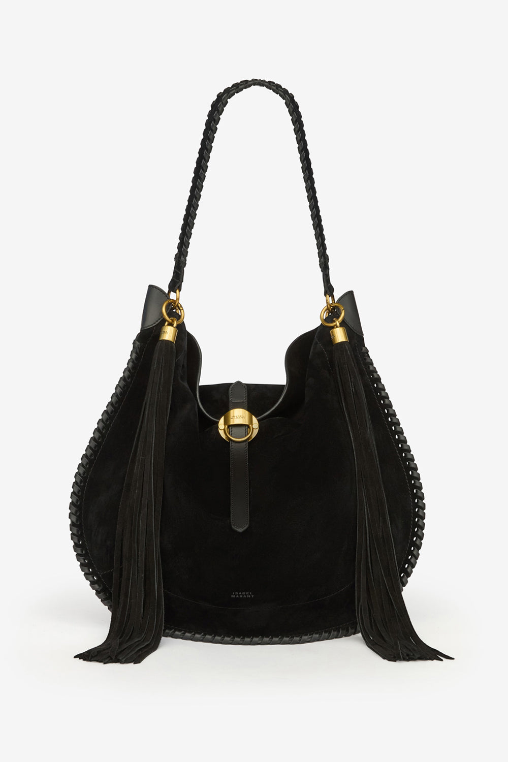 Sac oskan hobo folk en cuir de veau velours tressé - Noir - Woman - 1