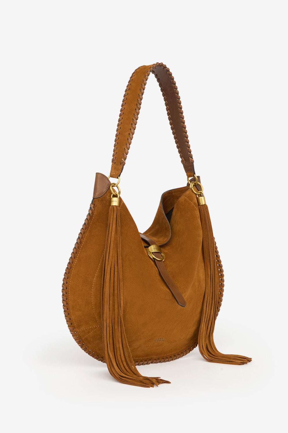 Sac oksan hobo folk en cuir de veau velours tressé - Cognac - Woman - 5