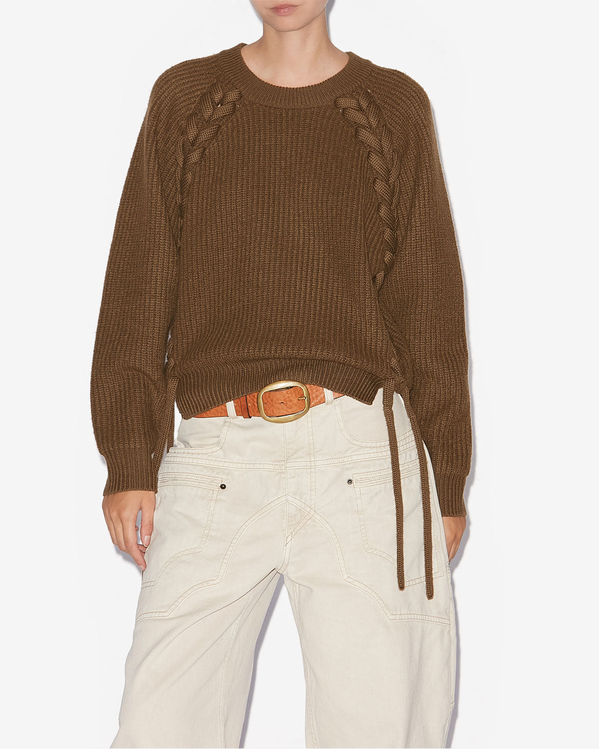 Pullover noelia aus gerippter und geflochtener merinowolle - Bronze - Woman - 3