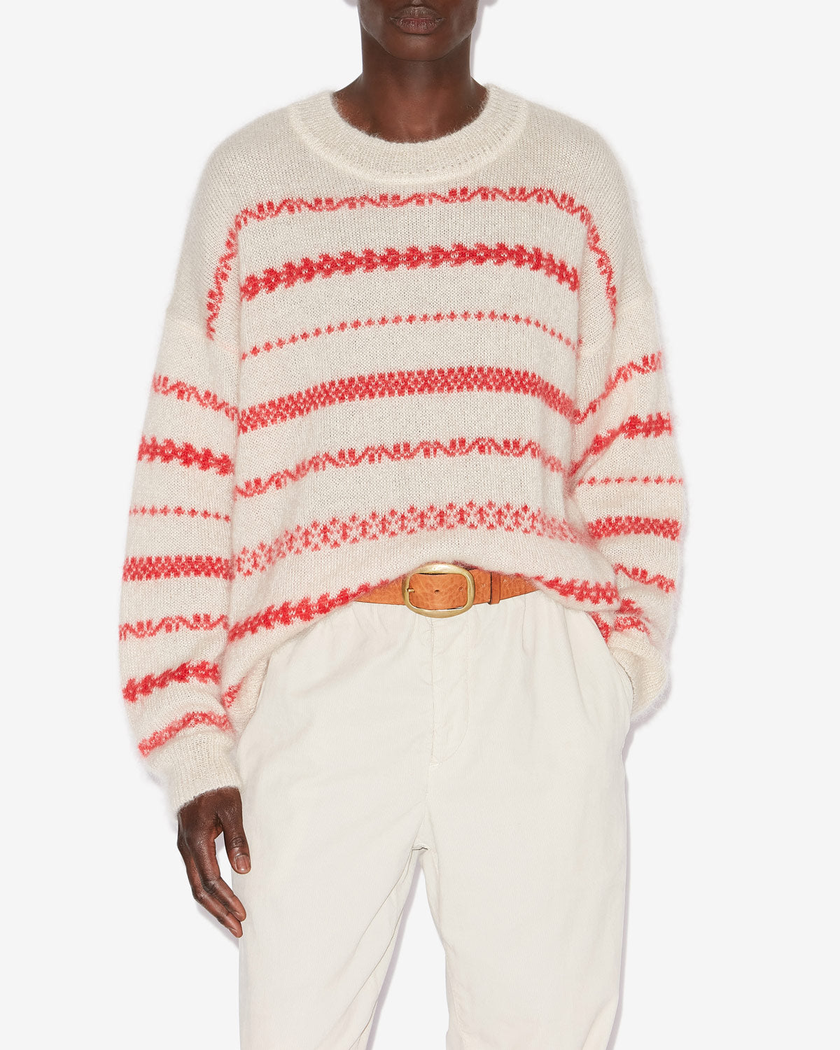 Amory sweater Man Ecru and red 4