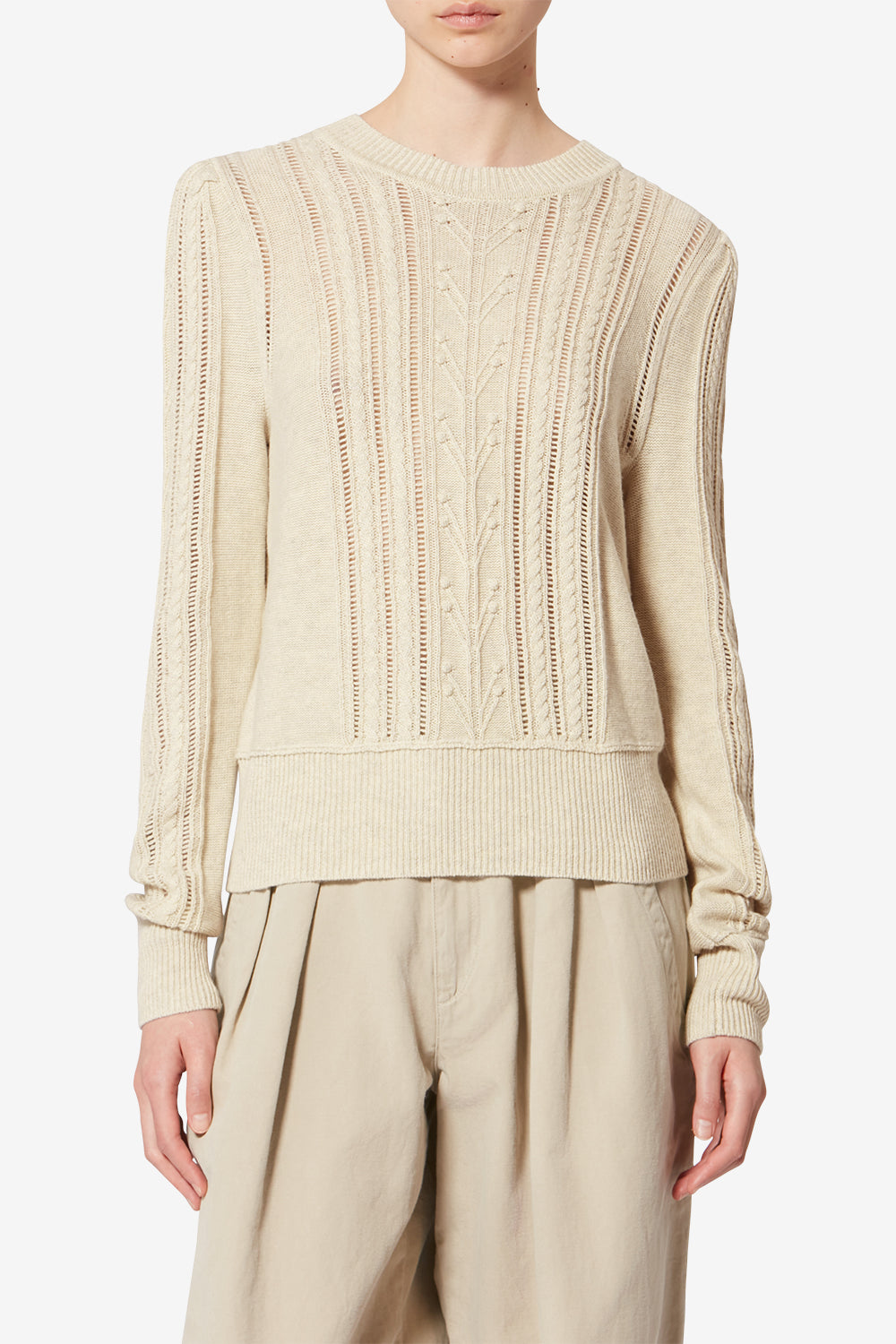 Maglione kalyn in misto cotone traforato - Light gray - Woman - 4