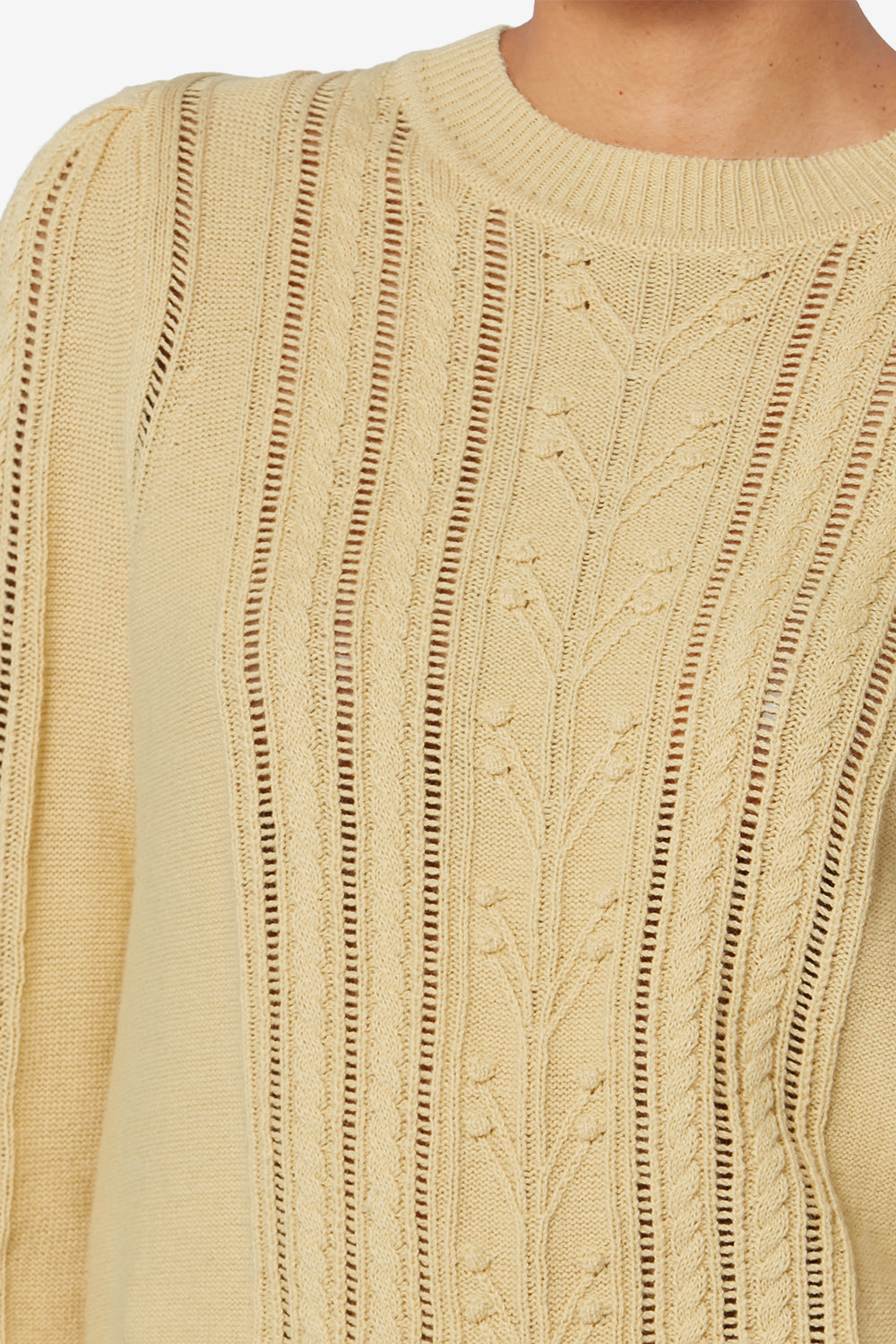 Maglione kalyn in misto cotone traforato - Giallo pallido - Woman - 3