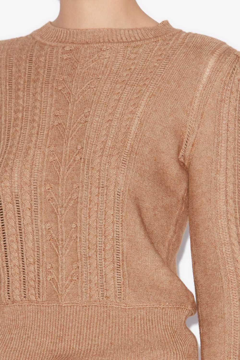 Pull ajusté kalyn en coton et laine - Camel - Woman - 3