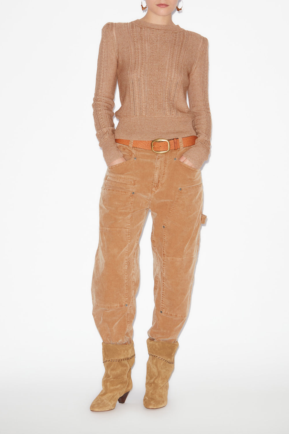 Pull ajusté kalyn en coton et laine - Camel - Woman - 2
