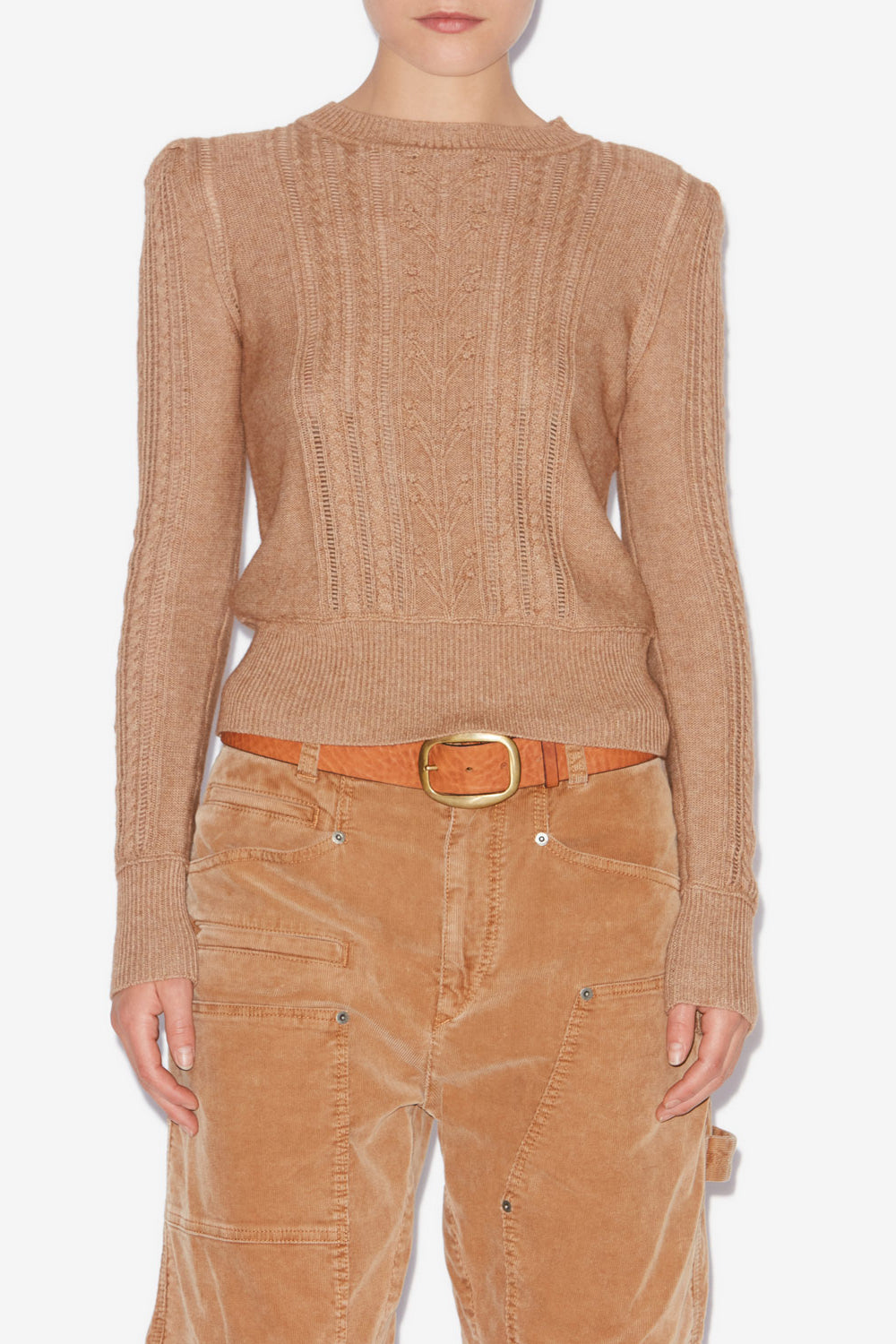 Pull ajusté kalyn en coton et laine - Camel - Woman - 4